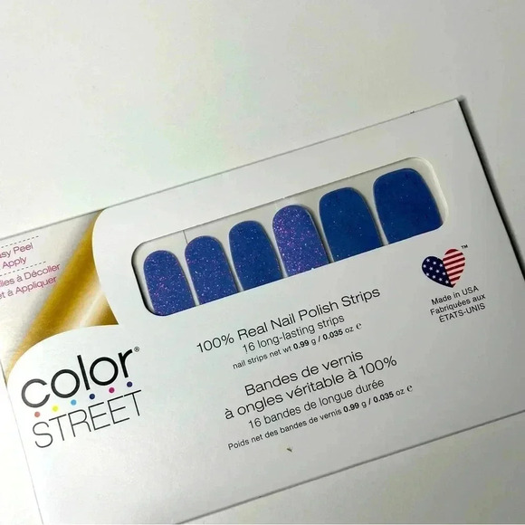 Color Street Anything Froze Press On Nails Blue Glitter Prism New - Picture 2 of 3